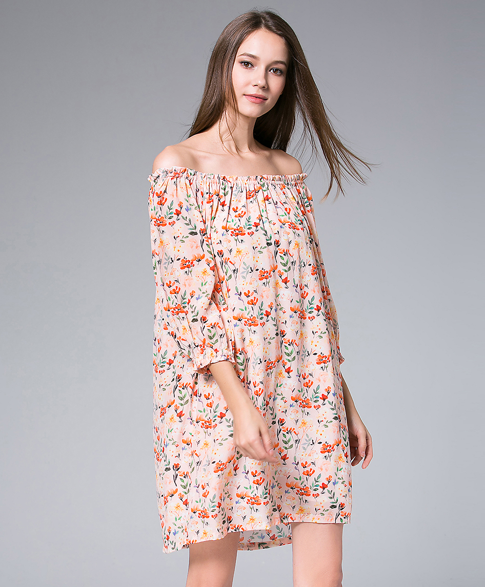 Dress - Flowers Printed silk crepe mini  dress